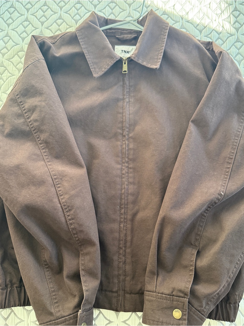 ARITZIA TNA Brown Zip-Front Bomber Jacket - Picture 3 of 7
